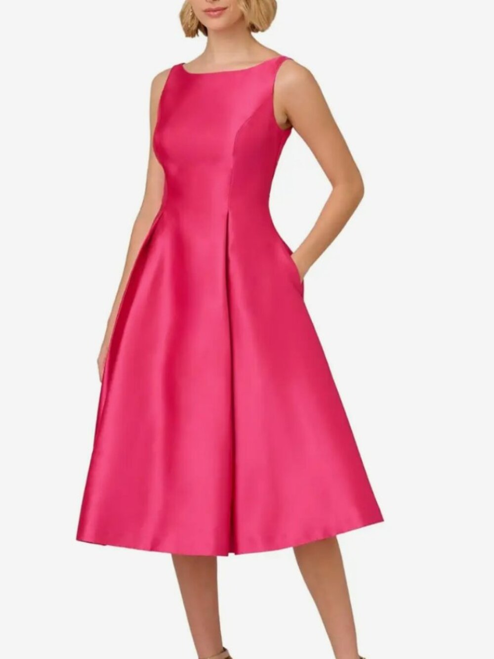 Pink Adrianna Papell Sleeveless Fit And Flare Midi Dress Size 12